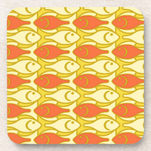 Mid-Century Modern fish, yellow and orange Coaster