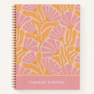 Mid Century Modern Floral Add Your Name Notebook