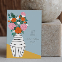 Mid Century Modern Floral Folk Vase Wedding