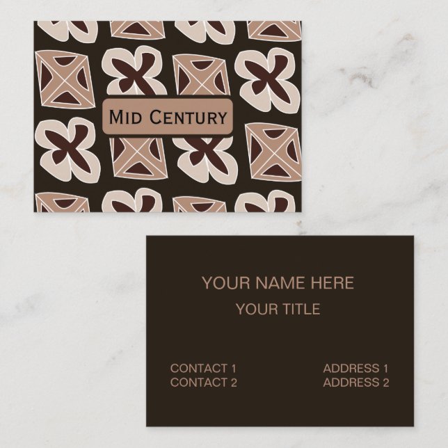 Mid Century Modern Floral Geometric Business Card (Front/Back)