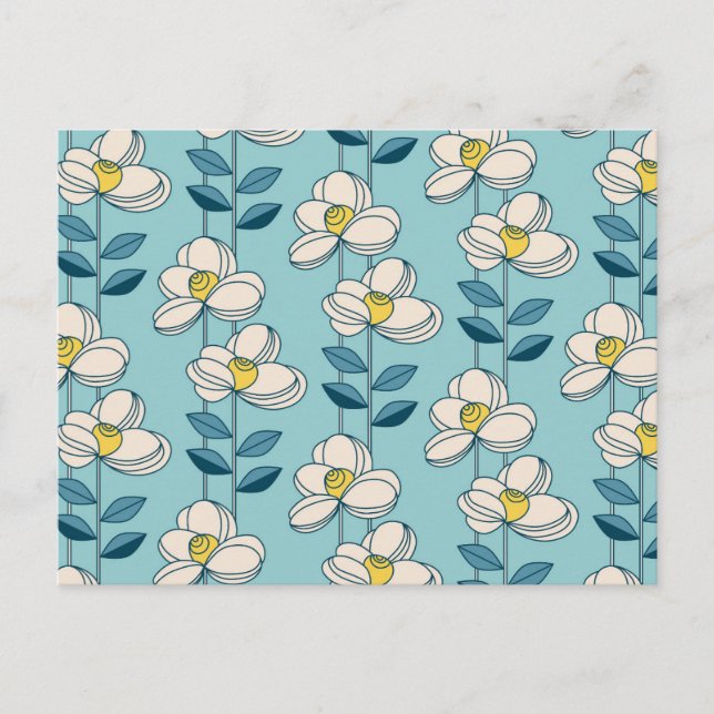Mid-Century Modern Floral Leaf Pattern Holiday Postcard (Front)