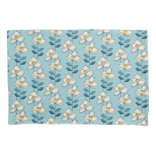Mid-Century Modern Floral Leaf Pattern Pillowcase