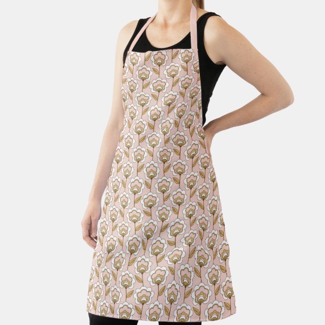 Mid-Century Modern Floral Pattern Apron (Insitu)