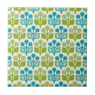 Mid Century Modern Floral Pattern Ceramic Tile