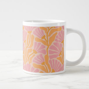 Mid Century Modern Floral Pattern Large Coffee Mug
