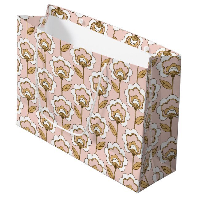 Mid-Century Modern Floral Pattern Large Gift Bag (Front Angled)