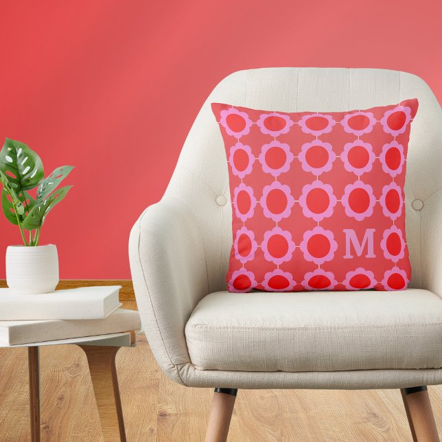 Mid Century Modern Floral Pattern Monogram Cushion (Creator Uploaded)