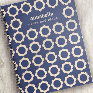 Mid Century Modern Floral Pattern Monogram Notebook