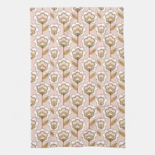 Mid-Century Modern Floral Pattern Tea Towel