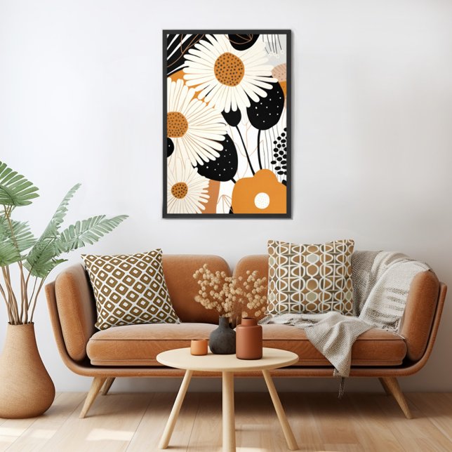 Mid Century Modern Floral Poster (Unleash your inner art enthusiast with Wild on Flowers gallery quality Giclee print artwork poster. )