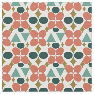 Mid Century Modern Flower Diamond Pattern Fabric