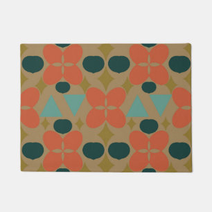 Mid Century Modern Flower Diamond Taupe Doormat