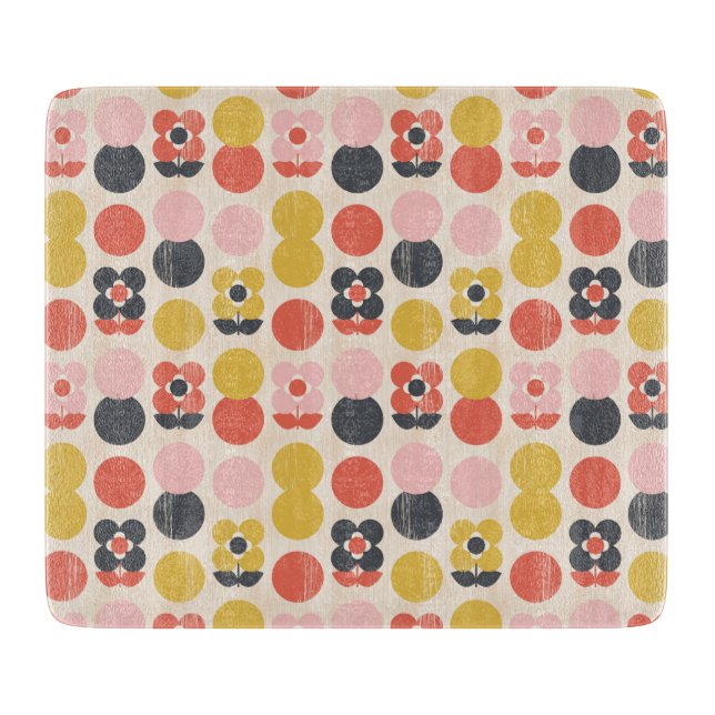 Mid-Century Modern Flower Pattern Cutting Board (Front)