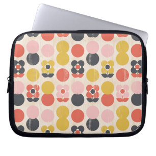 Mid-Century Modern Flower Pattern Laptop Sleeve