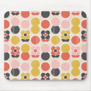Mid-Century Modern Flower Pattern Mouse Pad