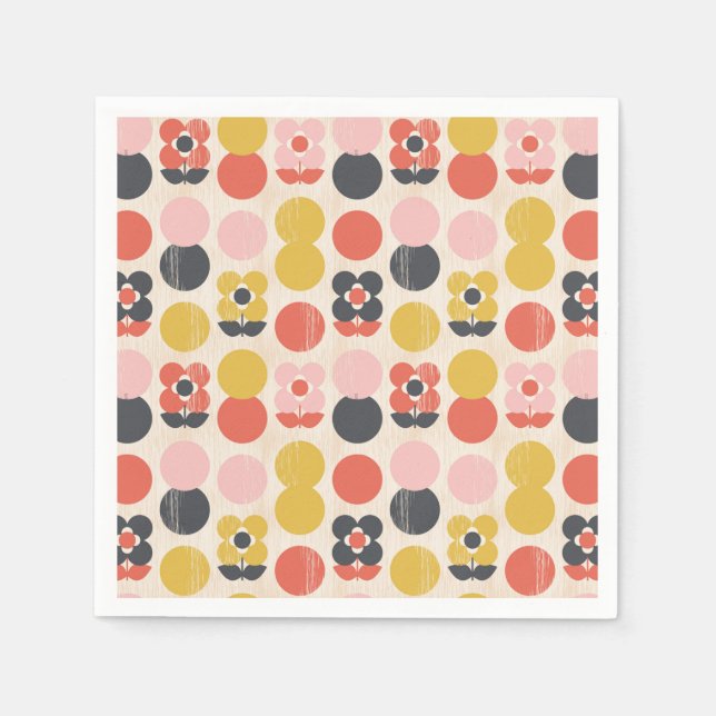 Mid-Century Modern Flower Pattern Napkin (Front)