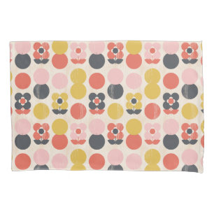 Mid-Century Modern Flower Pattern Pillowcase