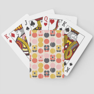 Mid-Century Modern Flower Pattern Playing Cards