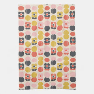 Mid-Century Modern Flower Pattern Tea Towel