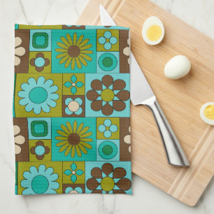 Mid Century Modern Flower Pattern Tea Towel