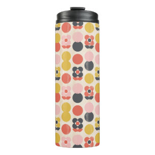 Mid-Century Modern Flower Pattern Thermal Tumbler