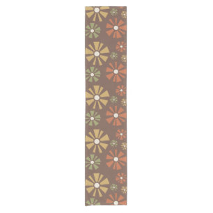 Mid Century Modern Flowers Earth Tones Short Table Runner
