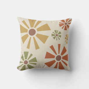 Mid Century Modern Flowers Multicolored Cushion