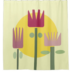 Mid Century Modern Flowers Shower Curtain