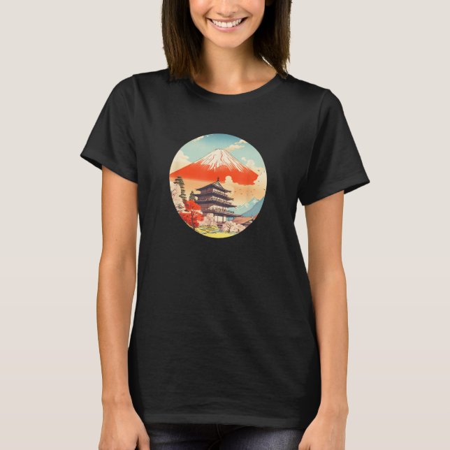 Mid century Modern  Fuji San Fujiyama Mt Fuji T-Shirt (Front)