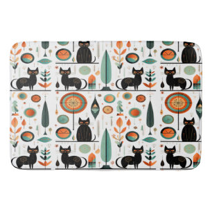 Mid Century Modern Funny Space Cats  Bath Mat