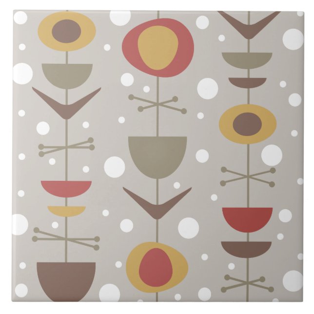 Mid Century Modern Garden Multicolored Ceramic Tile (Front)