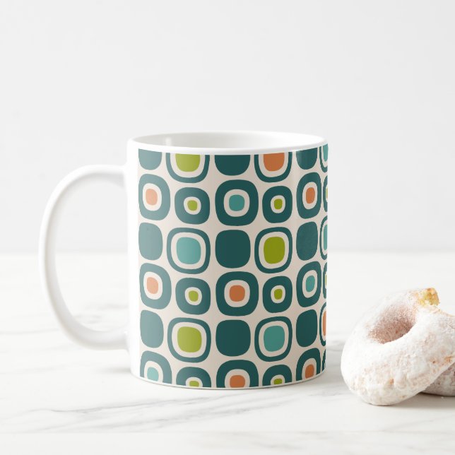 Mid Century Modern Garden Path Pattern Coffee Mug (With Donut)