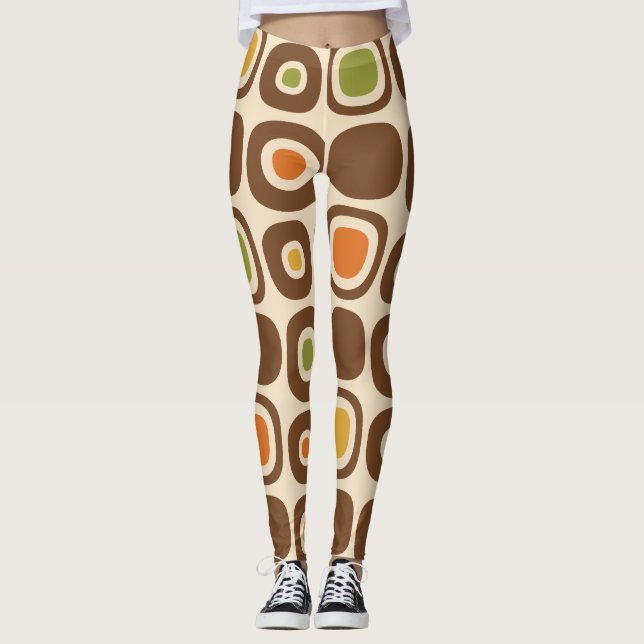 Mid Century Modern Garden Path Pattern Leggings (Front)