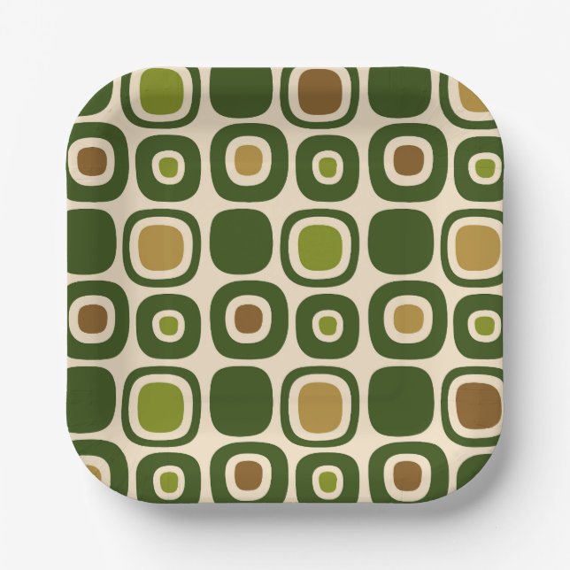 Mid Century Modern Garden Path Pattern Paper Plate (Front)
