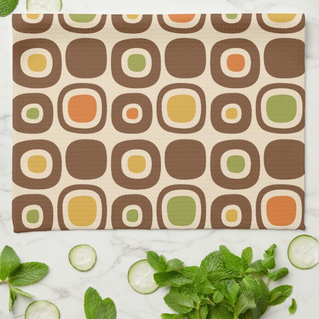 Mid Century Modern Garden Path Pattern Tea Towel (Folded)