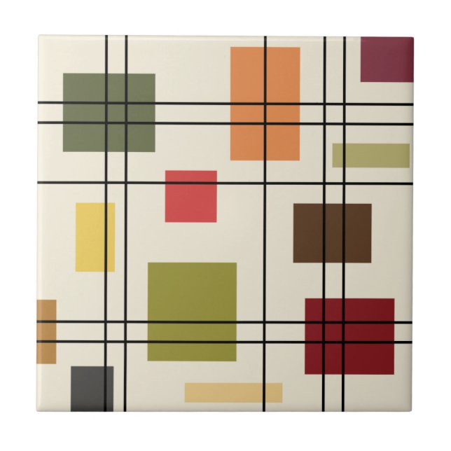 Mid Century Modern Geometric 1 Ceramic Tile (Front)