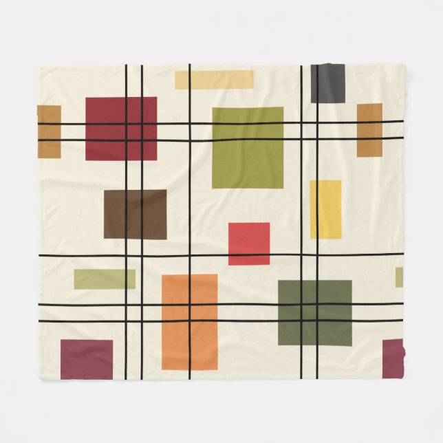 Mid Century Modern Geometric 1 Fleece Blanket (Front (Horizontal))