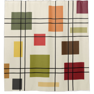 Mid Century Modern Geometric 1 Shower Curtain
