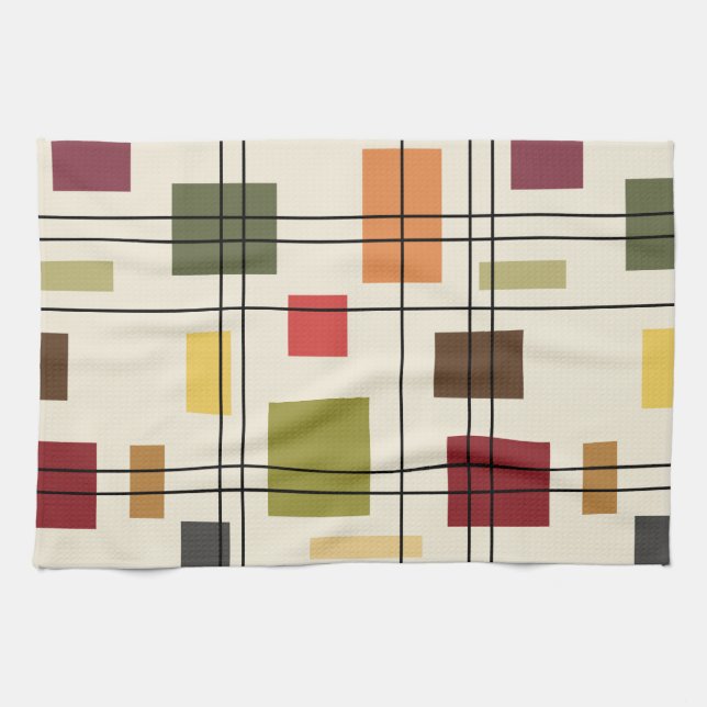 Mid Century Modern Geometric 1 Tea Towel (Horizontal)
