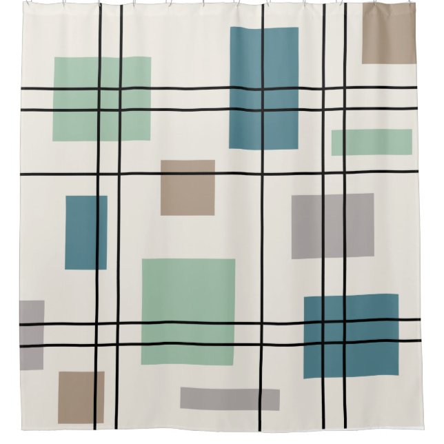 Mid Century Modern Geometric 2 Shower Curtain (Front)