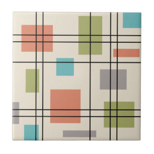 Mid Century Modern Geometric 3 Ceramic Tile