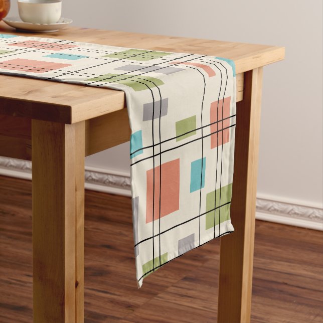 Mid Century Modern Geometric 3 Short Table Runner (In Situ)