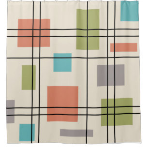 Mid Century Modern Geometric 3 Shower Curtain