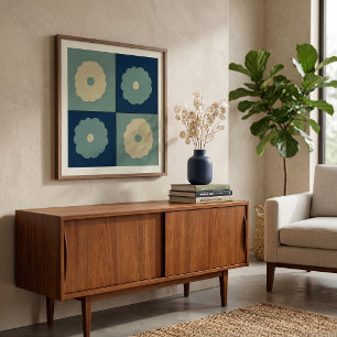 Mid-century modern geometric abstract boho shapes Poster