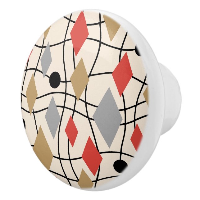 Mid Century Modern Geometric Abstract Ceramic Knob (Right)
