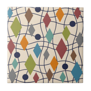 Mid Century Modern Geometric Abstract Ceramic Tile