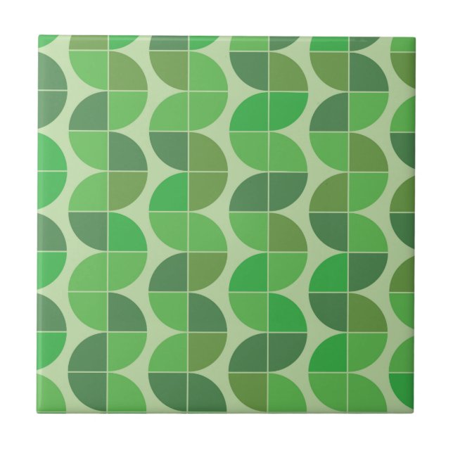 Mid Century Modern Geometric Abstract green   Ceramic Tile (Front)