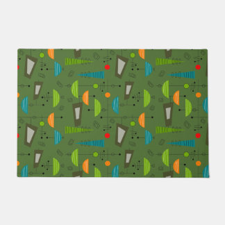 Mid-Century Modern Geometric Abstract Green Doormat