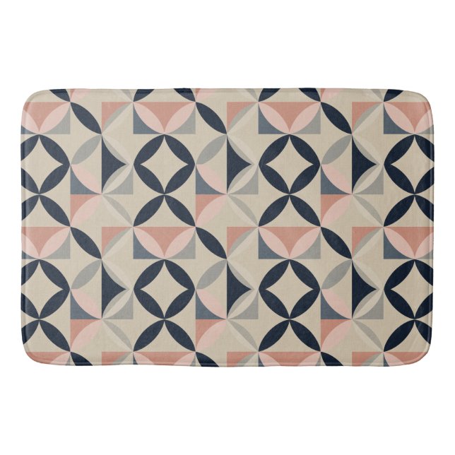 Mid Century Modern Geometric Abstract Pattern  Bath Mat (Front)