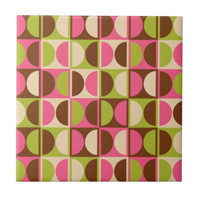 Mid Century Modern Geometric Abstract Pattern Ceramic Tile (Front)